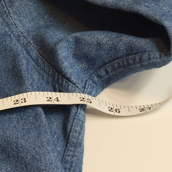 Real Ranch Workwear Shirt,Men L, Denim Blue Medium Wash Casual Button Down, EUC - Picture 10 of 12